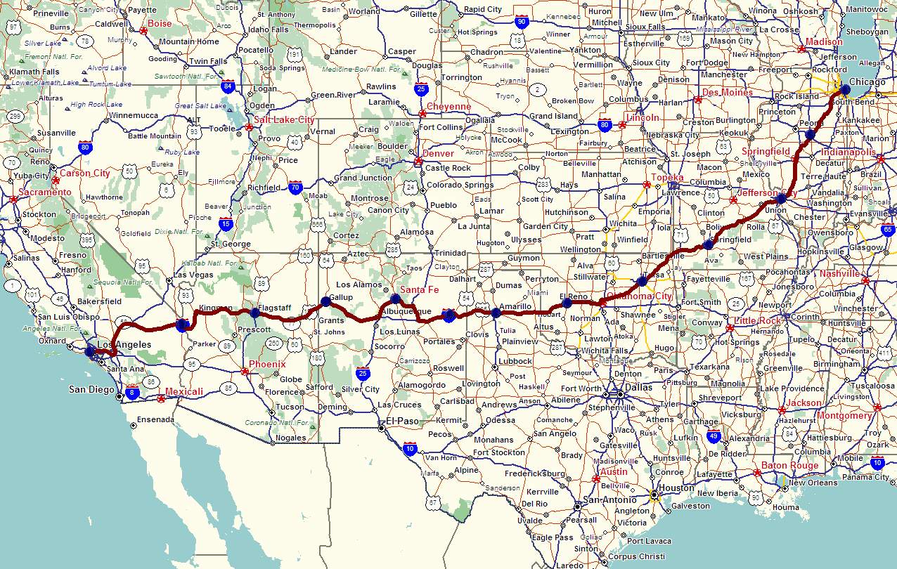 map of route 66 start to finish